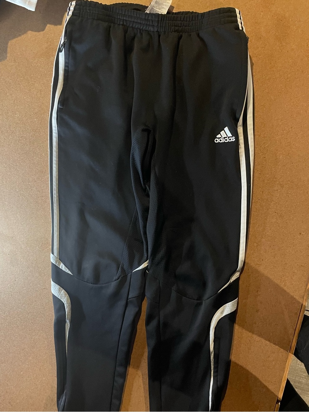adidas Black size Medium Track Pants with White Accents and zippers